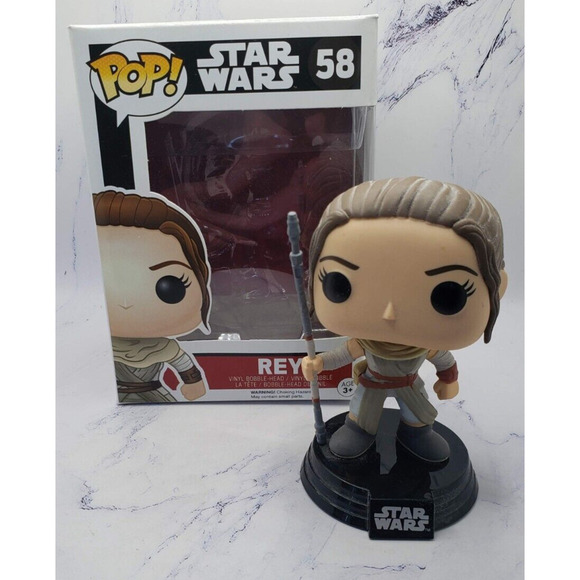 Funko Pop Vinyl Star Wars Rey With Staff #58 Figure Bobblehead - Picture 1 of 14